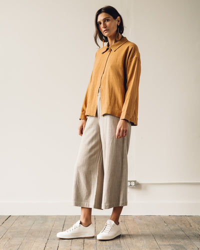 7115 Linen Wide-Legged Cropped Trouser, Sand