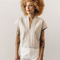 7115 V-Neck Panel Top, Beige