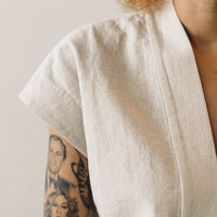 7115 V-Neck Panel Top, Beige