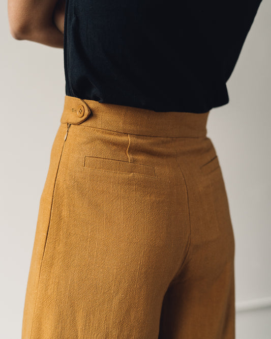 7115 Linen Wide-Legged Trouser, Sienna