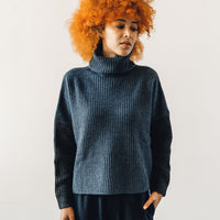 7115 Color-blocked Turtleneck, Navy