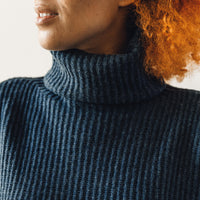 7115 Color-blocked Turtleneck, Navy