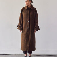 7115 Balmacaan Wool Coat, Deep Walnut