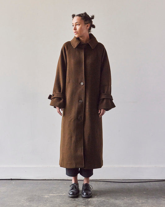 7115 Balmacaan Wool Coat, Deep Walnut