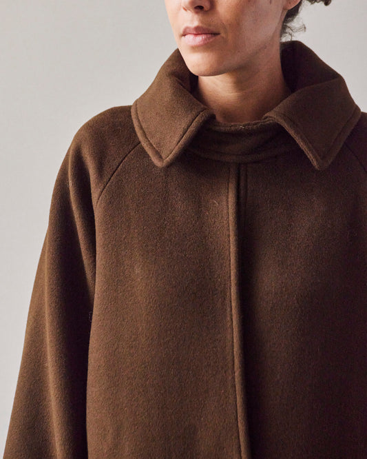 7115 Balmacaan Wool Coat, Deep Walnut