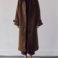 7115 Balmacaan Wool Coat, Deep Walnut