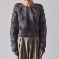 7115 Chunky Cropped Sweater, Frizzy Black