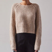 7115 Chunky Cropped Sweater, Frizzy Oatmeal