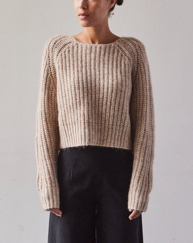 7115 Chunky Cropped Sweater, Frizzy Oatmeal