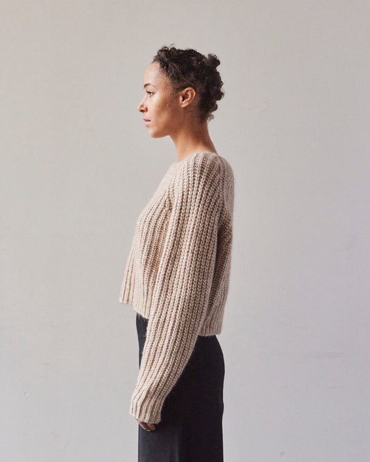 7115 Chunky Cropped Sweater, Frizzy Oatmeal