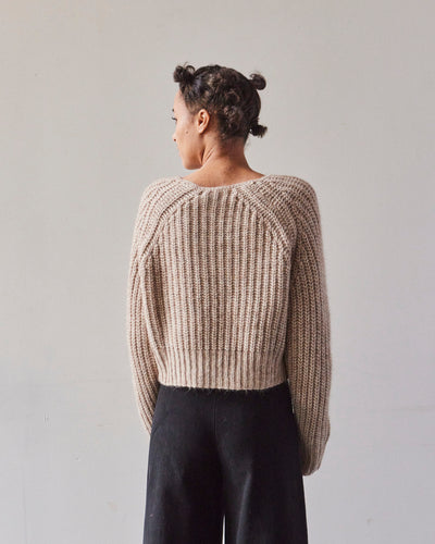 7115 Chunky Cropped Sweater, Frizzy Oatmeal