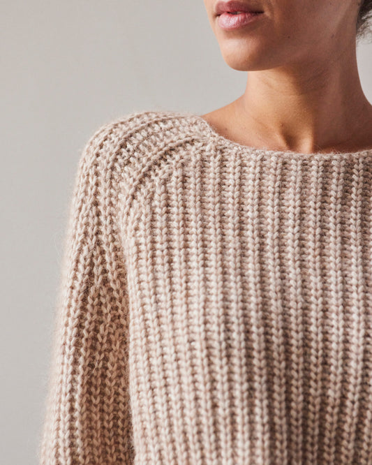 7115 Chunky Cropped Sweater, Frizzy Oatmeal