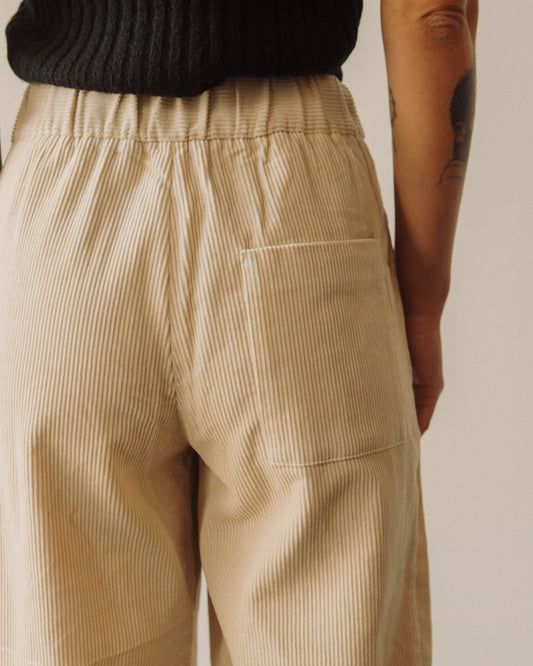 7115 Corduroy Elastic Pull-Up Trouser, Antique White