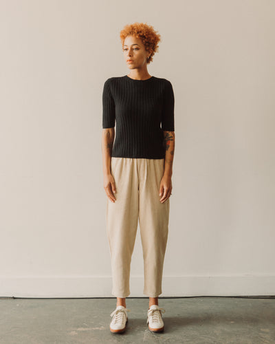 7115 Molly Ribbed Short Sleeve Top, Black