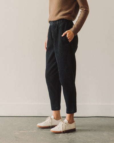 7115 Corduroy Elastic Pull-Up Trouser, Navy Black