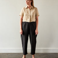 7115 Cropped Button Down Shirt, Mustard Noise