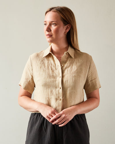 7115 Cropped Button Down Shirt, Mustard Noise