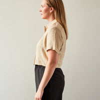 7115 Cropped Button Down Shirt, Mustard Noise