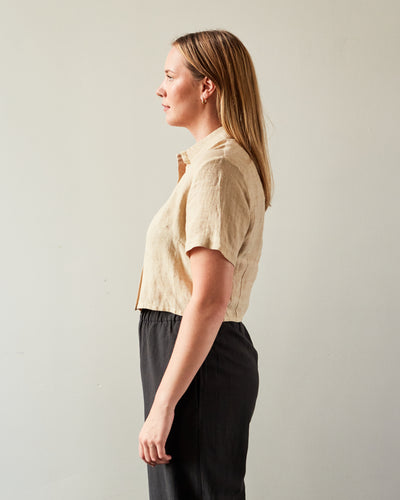 7115 Cropped Button Down Shirt, Mustard Noise