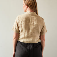 7115 Cropped Button Down Shirt, Mustard Noise