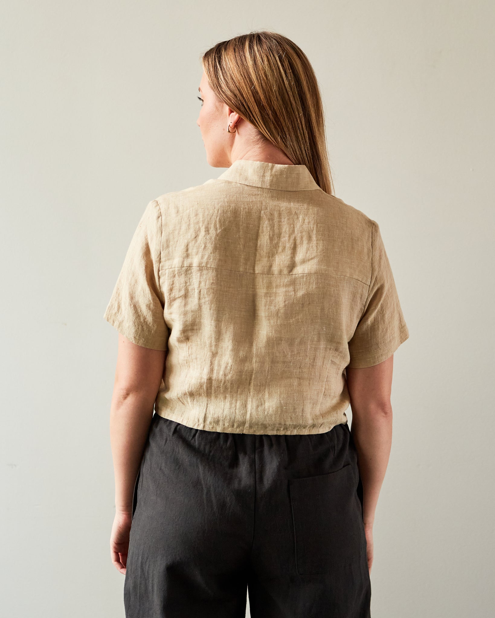 7115 Cropped Button Down Shirt, Mustard Noise