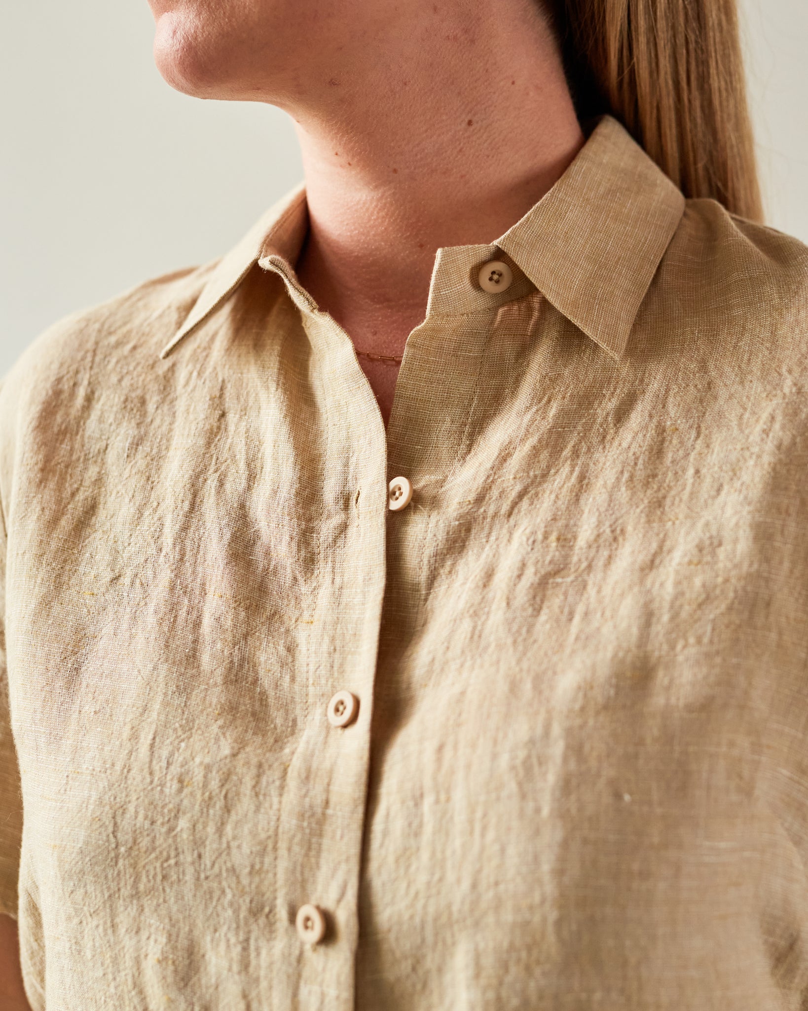 7115 Cropped Button Down Shirt, Mustard Noise