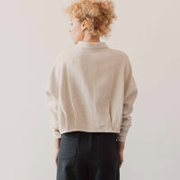 7115 Gauze 3/4 Cropped Shirt Jacket, Oatmeal
