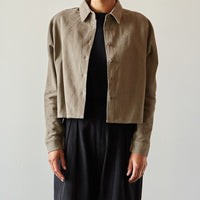 7115 Heavy Canvas 3/4 Cropped Shirt Jacket, Light Umber