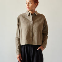 7115 Heavy Canvas 3/4 Cropped Shirt Jacket, Light Umber