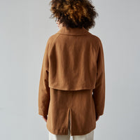 7115 Layered Short Coat, Cinnamon
