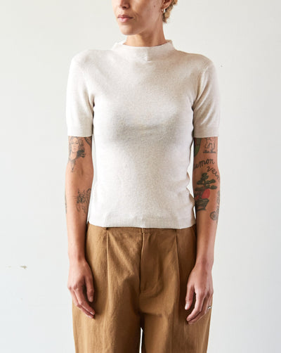 7115 Mock-Neck Linen Knit Top, Dove