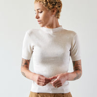 7115 Mock-Neck Linen Knit Top, Dove