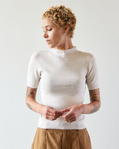 7115 Mock-Neck Linen Knit Top, Dove