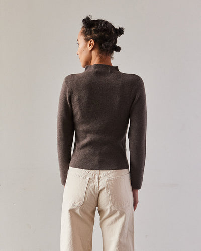 7115 Mockneck LS Top, Charcoal Brown