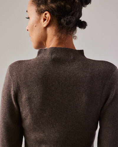 7115 Mockneck LS Top, Charcoal Brown