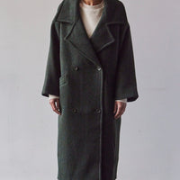 7115 Oversized Wool Coat, Dark Moss