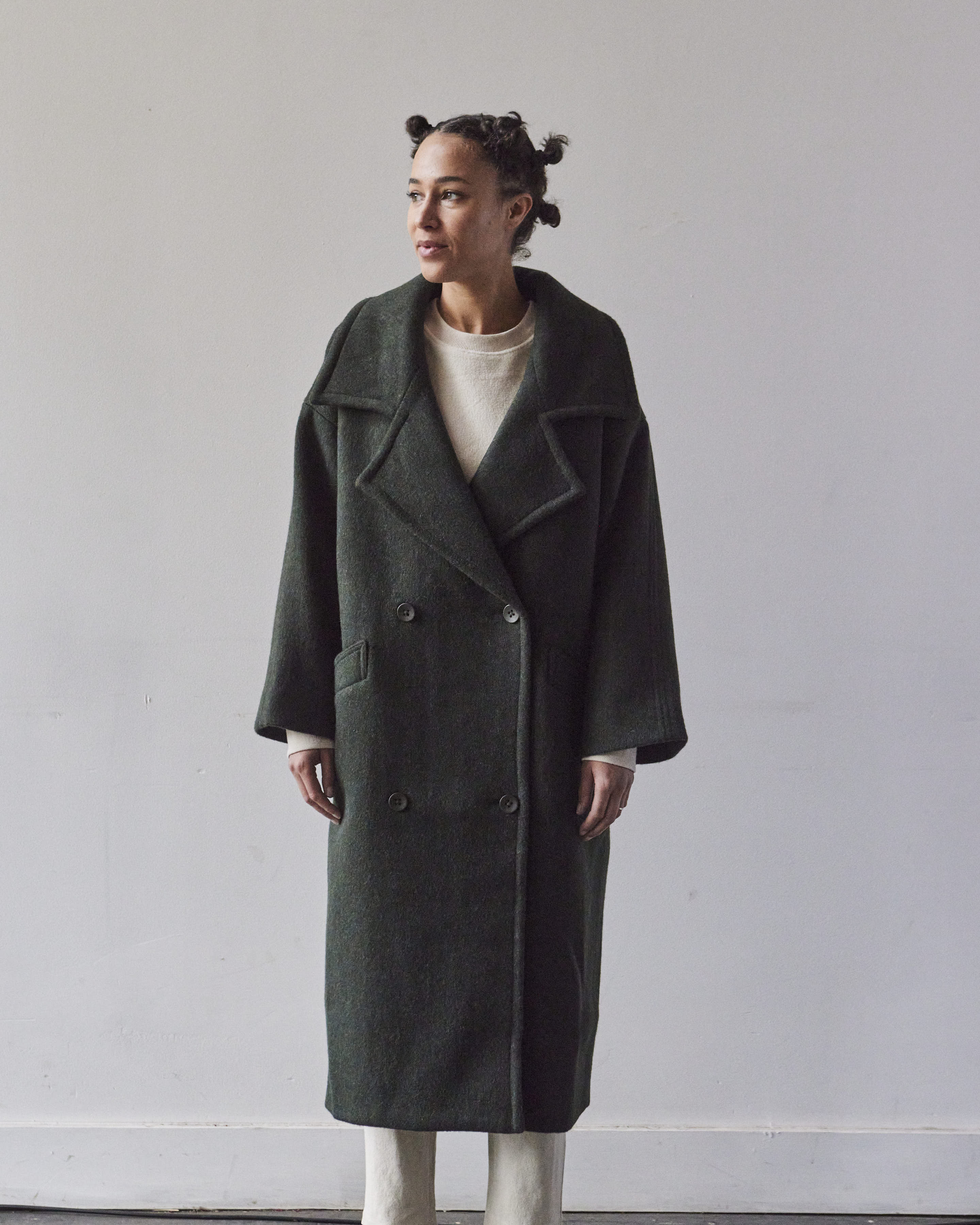 7115 Oversized Wool Coat, Dark Moss – Glasswing 7115 Oversized Wool Coat, Dark Moss – Glasswing