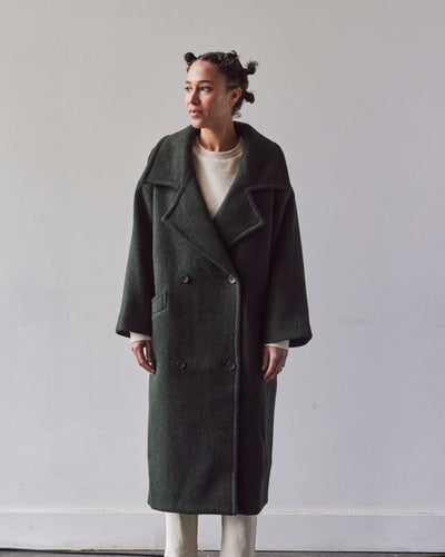 7115 Oversized Wool Coat, Dark Moss