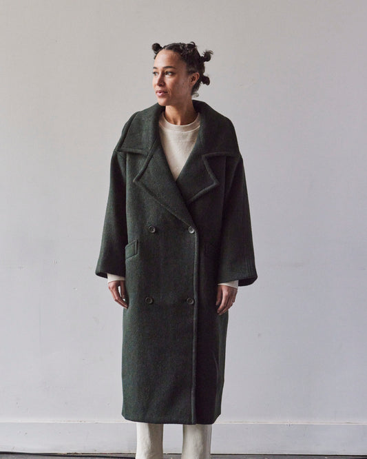 7115 Oversized Wool Coat, Dark Moss