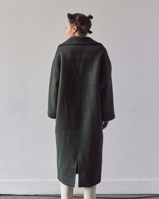 7115 Oversized Wool Coat, Dark Moss