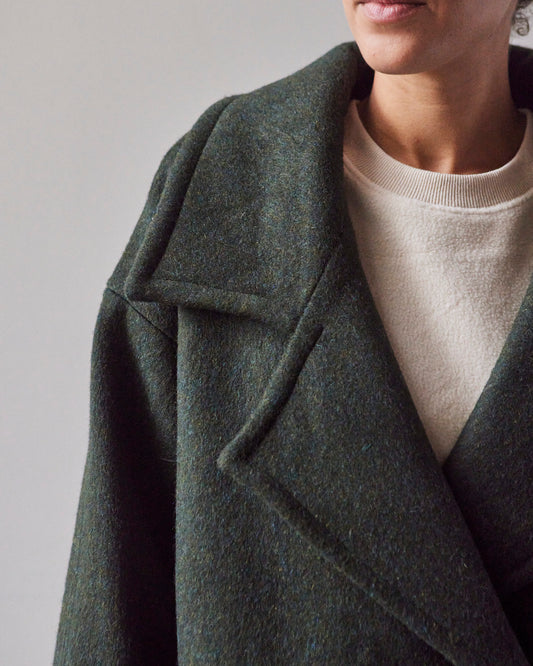 7115 Oversized Wool Coat, Dark Moss