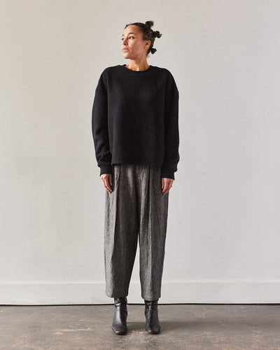 7115 Pleated Trouser, Black Noise