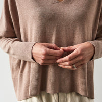 7115 Summer V-Neck Sweater, Taupe