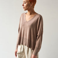 7115 Summer V-Neck Sweater, Taupe