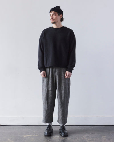 7115 Unisex Pleated Trouser, Black Noise