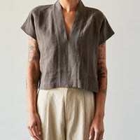 7115 V-Neck Panel Top, Dark Oak