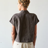 7115 V-Neck Panel Top, Dark Oak