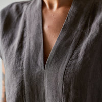 7115 V-Neck Panel Top, Dark Oak