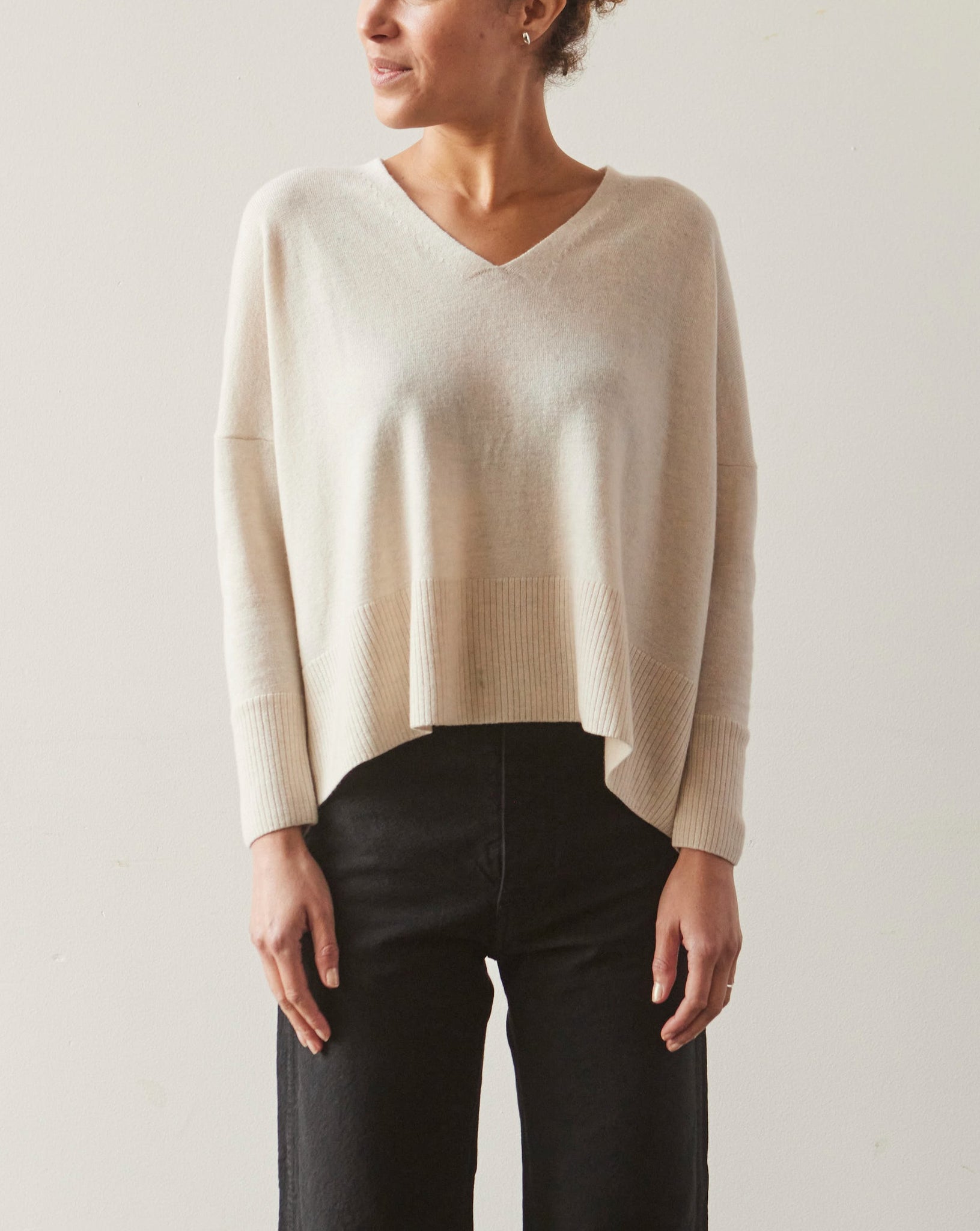 V neck off white sweater Clearance