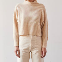 7115 Yak Ribbed Mock-Neck, Cream